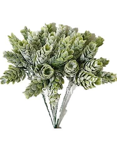7'' Artificial Hops Greenery Craft Picks for Floral Designs (6 Picks) (Flocked Green)
