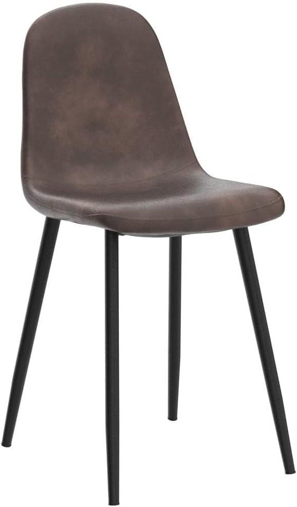 Connor Dark Brown Faux Leather Upholstered Side Chair Set