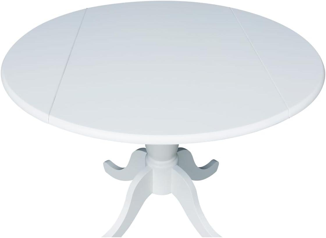 42" Patsy Round Top Dual Dining Table White - International Concepts: Drop Leaf, Seats 4