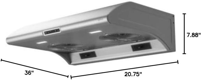 Core Zephyr 36" 850 CFM Under Cabinet Mount Range Hood with LED Lighting