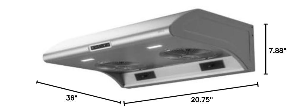 Core Zephyr 36" 850 CFM Under Cabinet Mount Range Hood with LED Lighting
