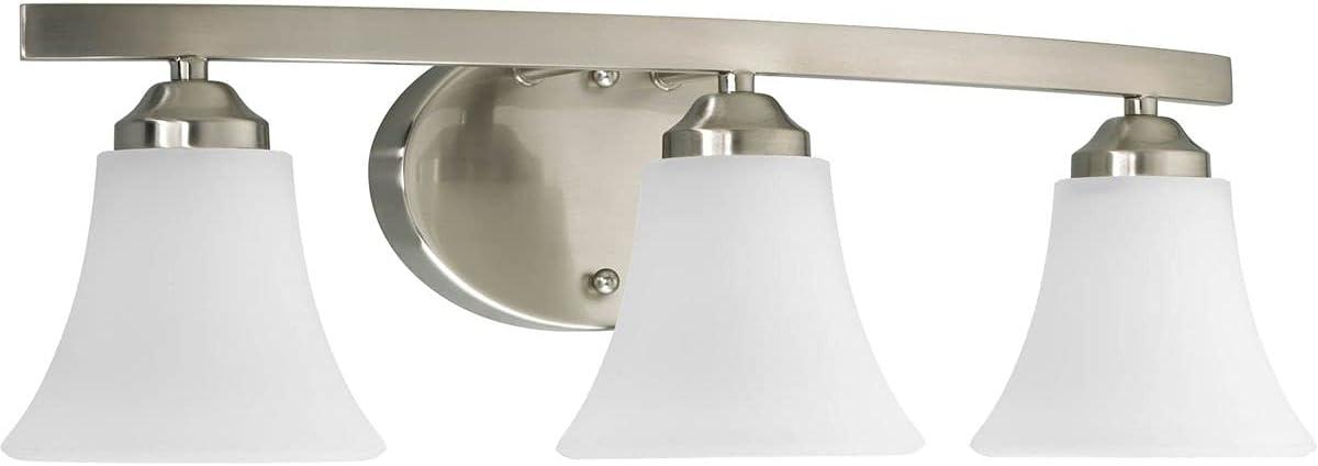 Progress Lighting Adorn Collection 3-Light Bath Fixture, Brushed Nickel, Etched Glass Shade