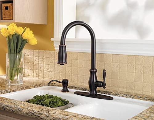 Mystique Pull Out Single Handle Kitchen Faucet with Soap Dispenser