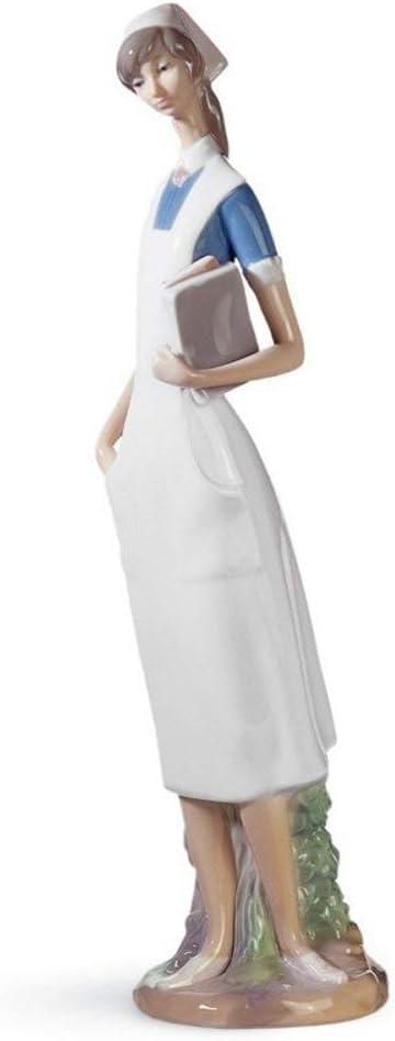 Matte White Porcelain Nurse Figurine with Delicate Petal Details