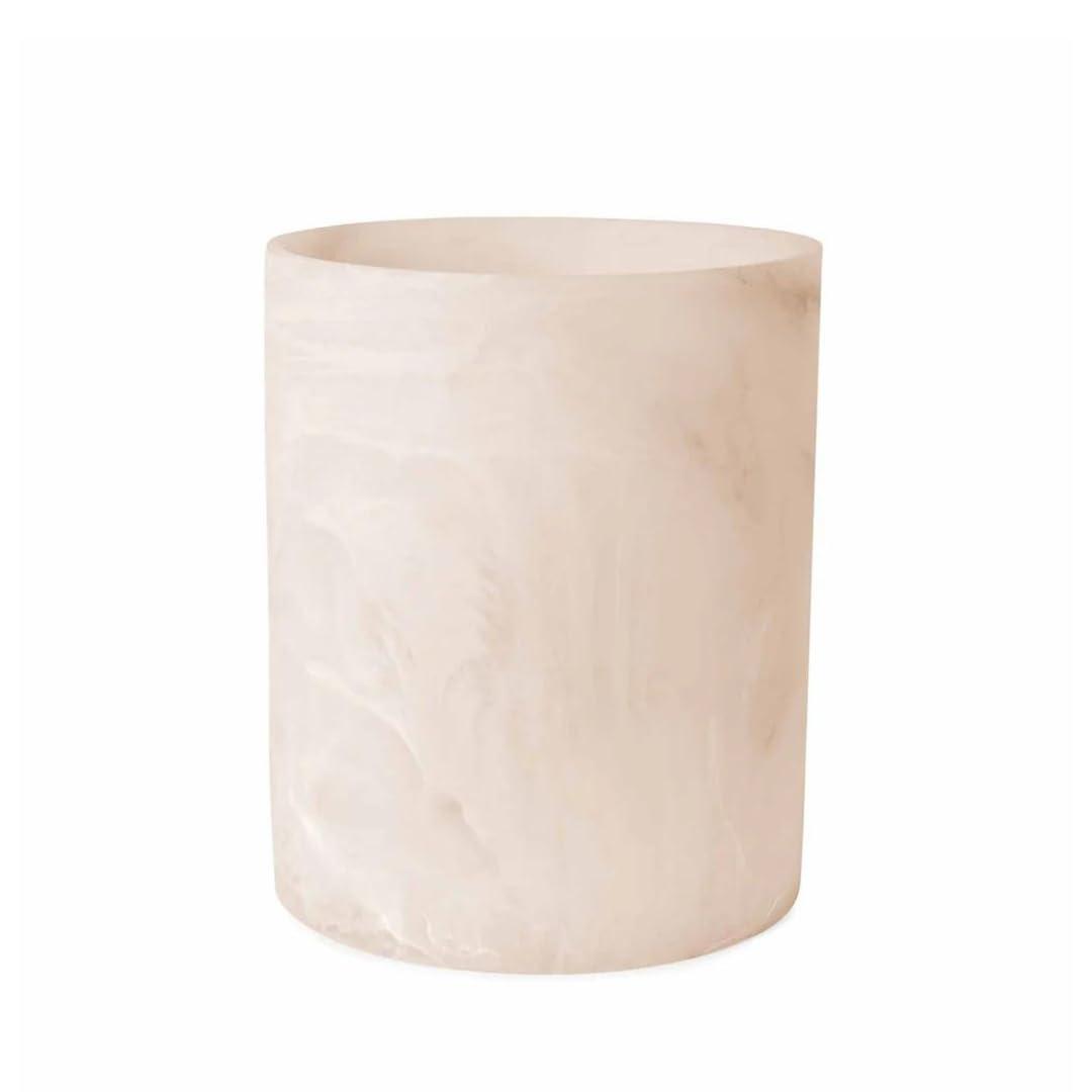 Pale Pink Resin Cylinder Waste Basket