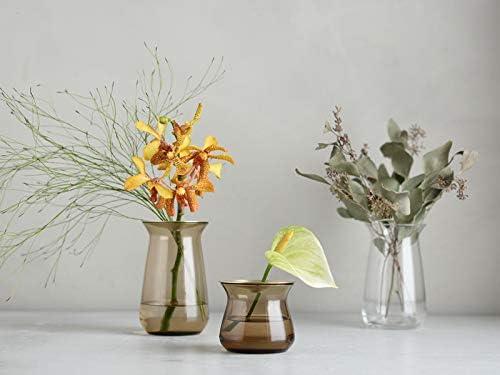 Large Brown Glass and Brass Bouquet Display Table Vase