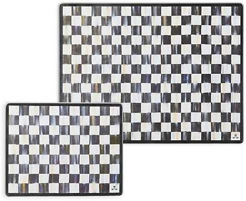 Courtly Check Tempered Glass 11.5"x15.75" Kitchen Cutting Board