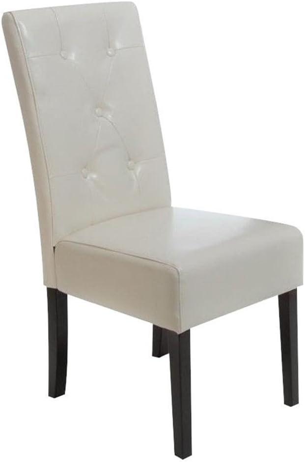 GDFStudio San Marcos Contemporary Tufted Dining Chairs (Set of 2), Ivory/Faux Leather