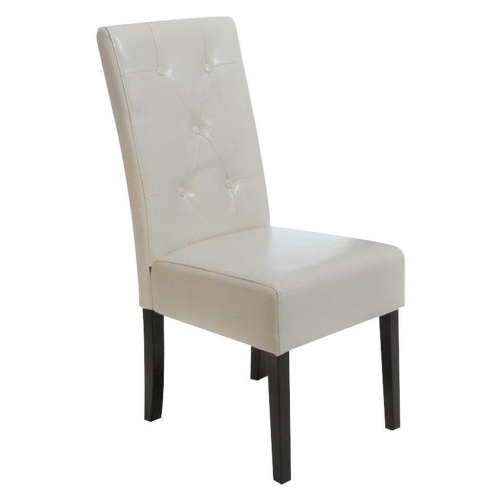 GDFStudio San Marcos Contemporary Tufted Dining Chairs (Set of 2), Ivory/Faux Leather