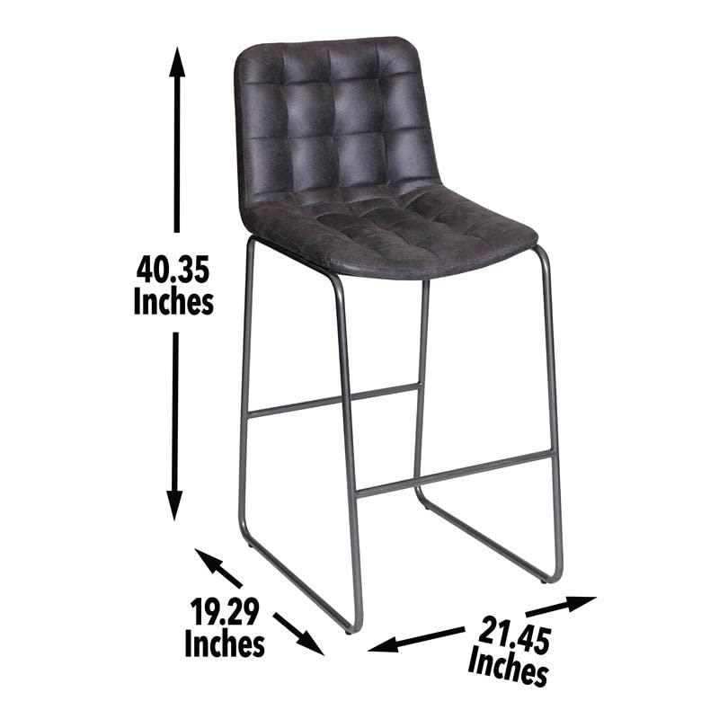 Westover Transitional Charcoal Faux Leather and Steel Bar Stool