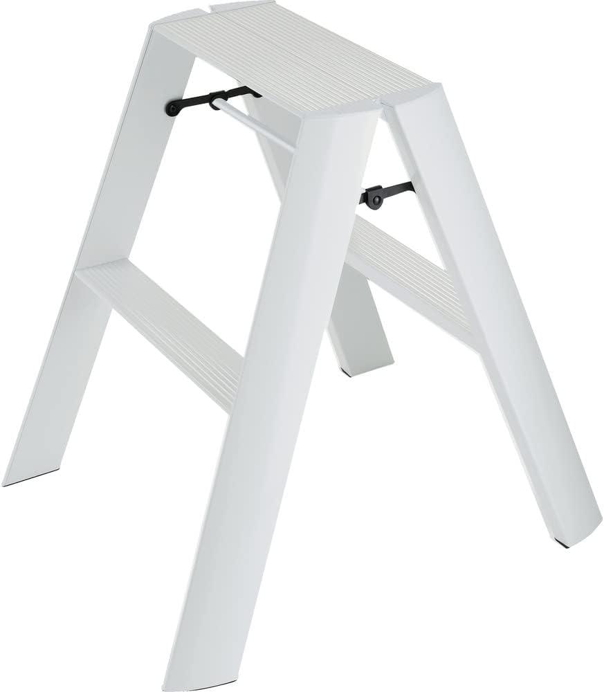 White Aluminum 2-Step Folding Step Stool