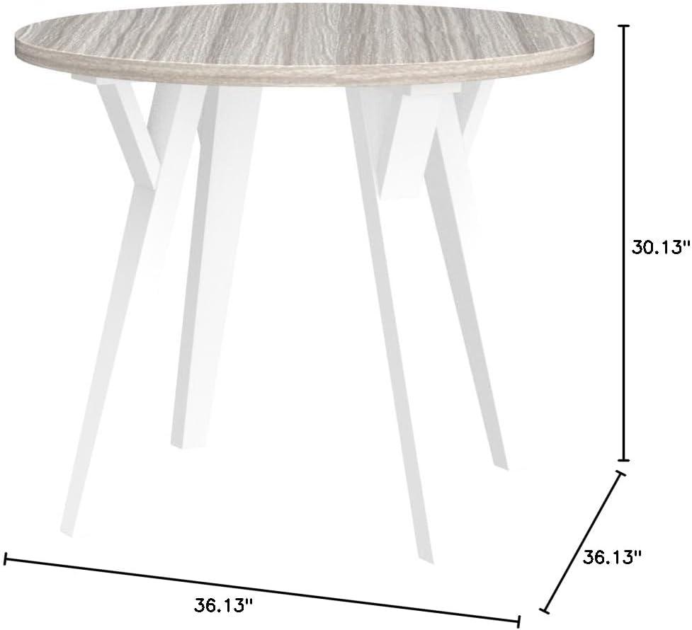 Beige and White Round Wood Contemporary Dining Table