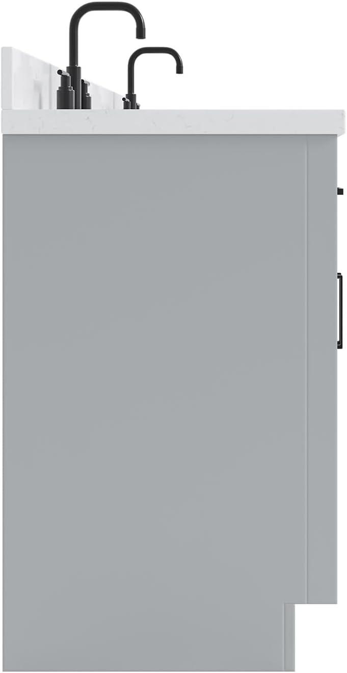 Wildon Home® Tidworth 66'' Solid Wood Double Bathroom Vanity with 1.5'' Carrara Quartz Top, Rectangular Sinks