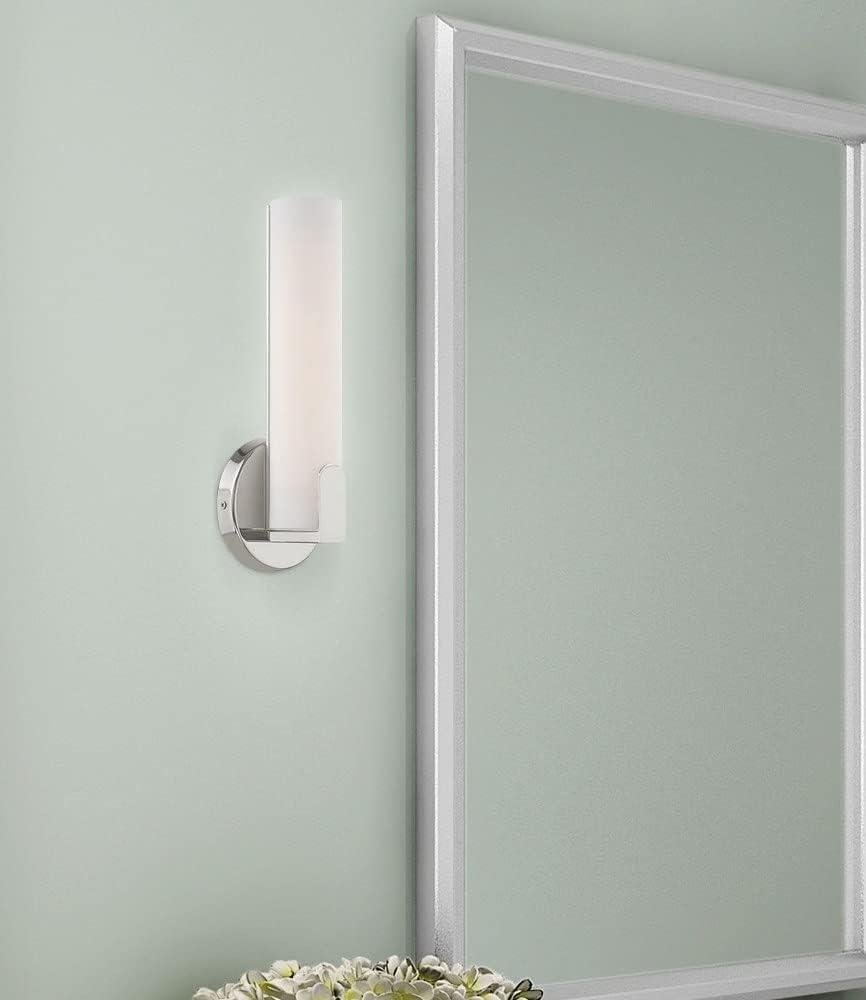 Lund 10W LED Brushed Nickel Wall Sconce with Satin White Shade