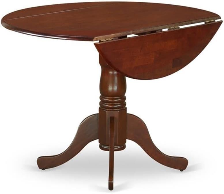 East West Furniture,Dublin Round Table With Two 9" Drop Leaves In A Mahogany Finish