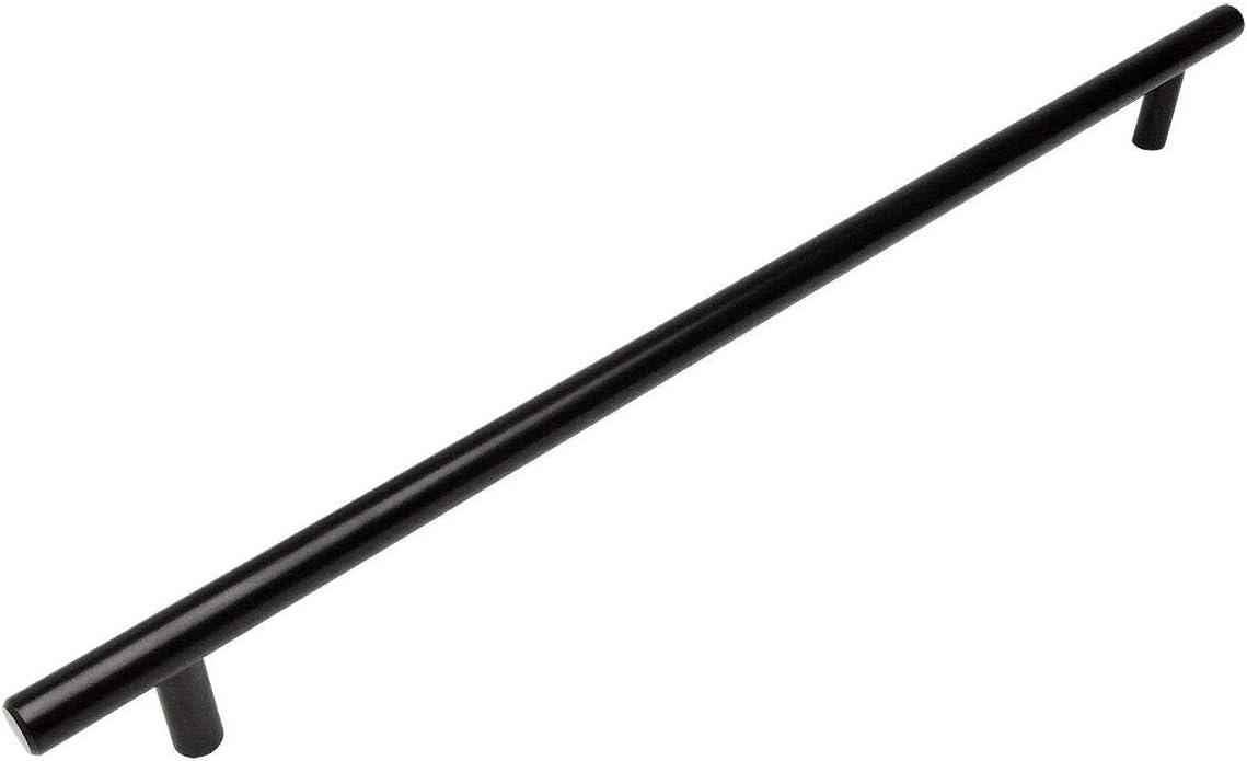 Flat Black 15-Inch Steel Bar Handle with Mounting Hardware