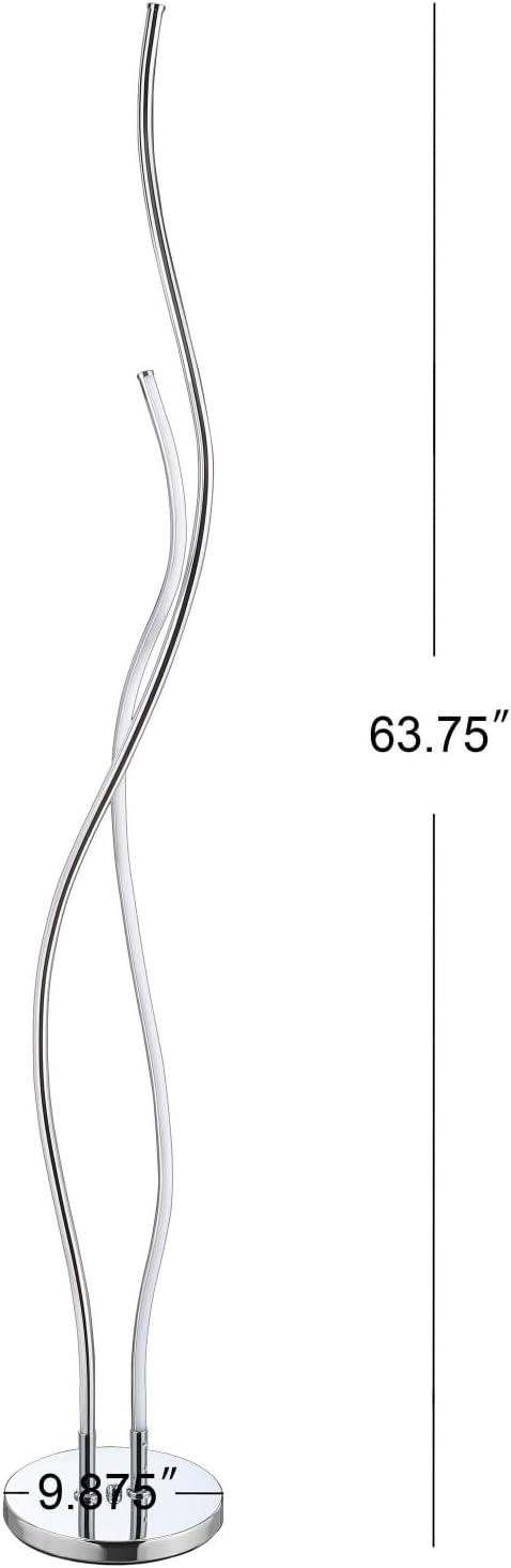 Jonathan Y JYL7008A Cairo 63.75" LED Integrated Floor Lamp, Modern, Contemporary, Office, Living Room, Family Room, Dining Room, Bedroom, Guest Room, Hallway, Foyer, Chrome