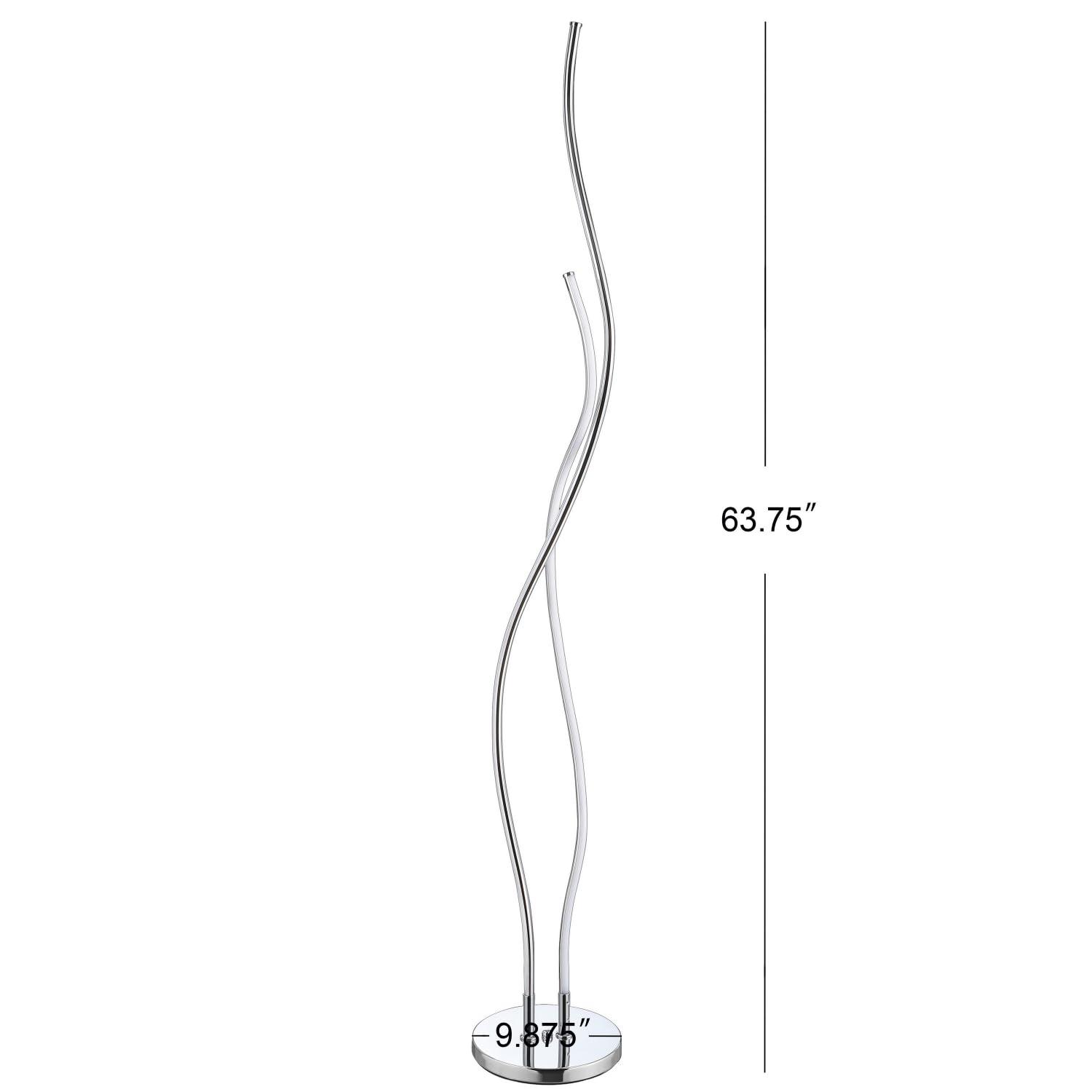 Jonathan Y JYL7008A Cairo 63.75" LED Integrated Floor Lamp, Modern, Contemporary, Office, Living Room, Family Room, Dining Room, Bedroom, Guest Room, Hallway, Foyer, Chrome
