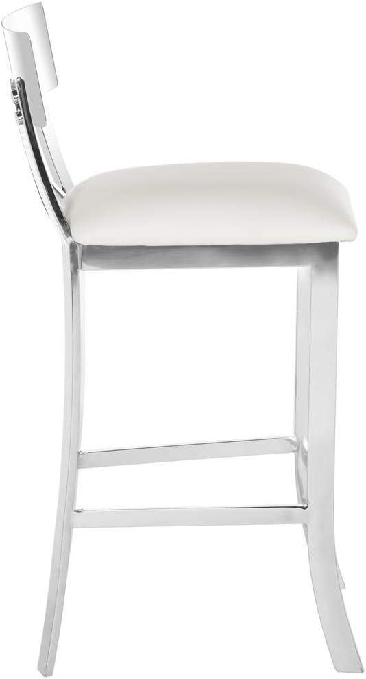 Zoey 35"H Stainless Steel Cross Back Counter Stool - FOX2035 - White - Safavieh Couture