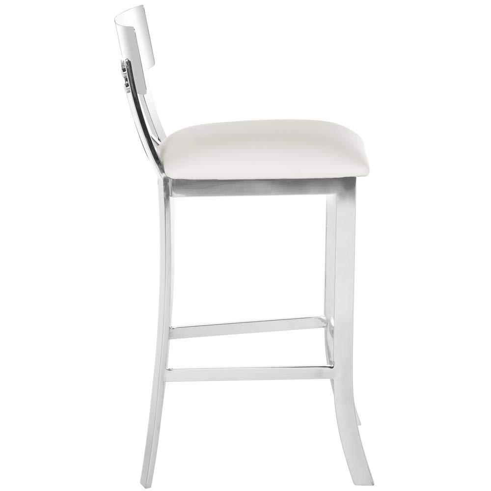 Zoey 35"H Stainless Steel Cross Back Counter Stool - FOX2035 - White - Safavieh Couture