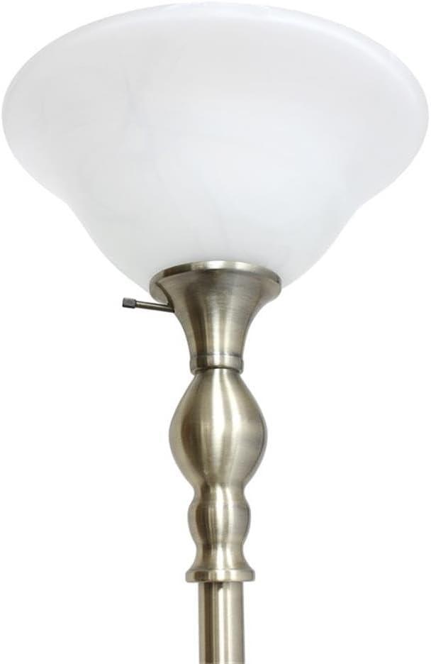 1-Light Classic Torchiere Floor Lamp with Marbleized Glass Shade - Lalia Home