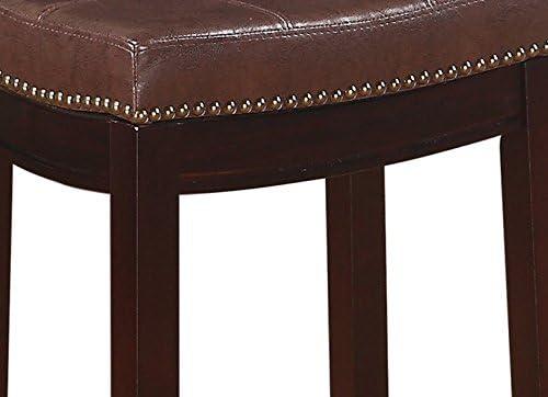 Linon 26" Claridge Backless Wood Counter Stool, Dark Brown Finish with Brown Faux Leather Fabric