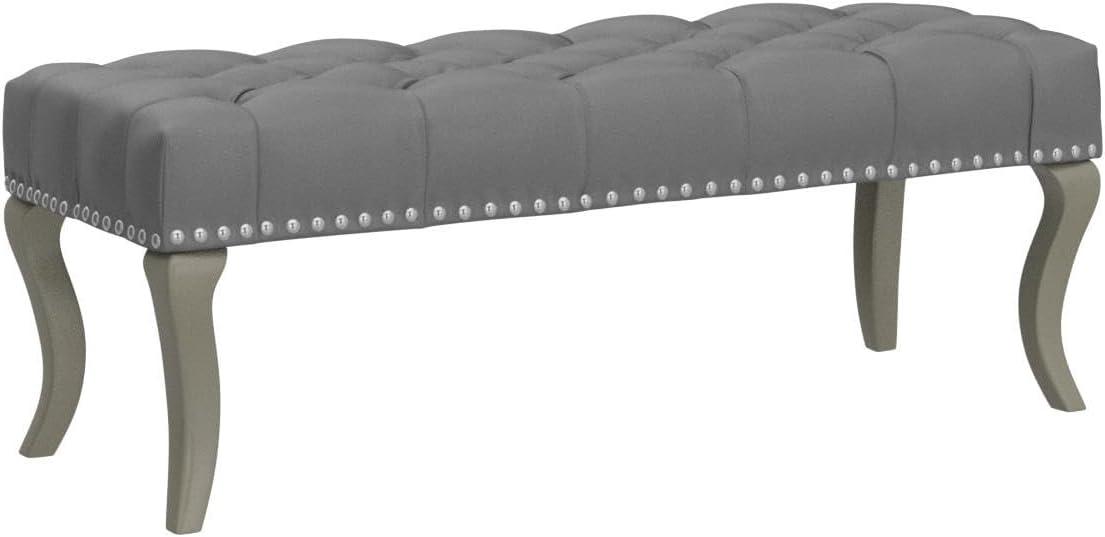 Roundhill Furniture Decor Maxem Tufted Faux Leather Upholstered Seat with Nailhead Trim Bench