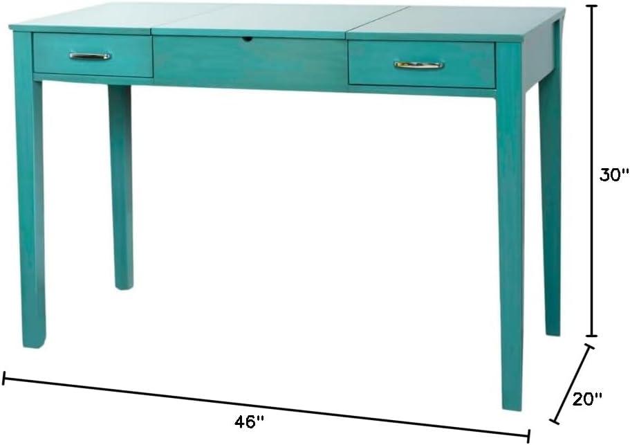 Hives & Honey Ainsley Vanity Desk with Make-up Organizer with USB & Power Outlet, Turquoise