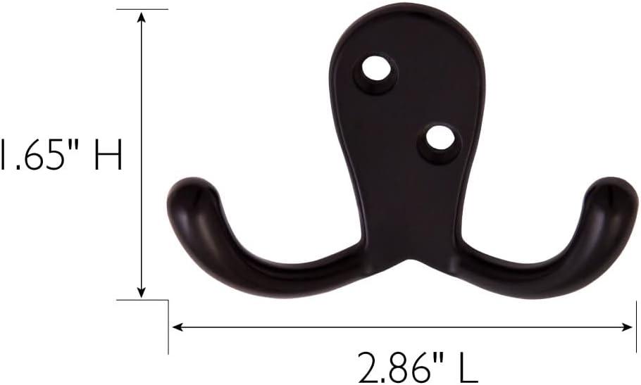 Matte Black Steel Double Hook 5-Pack