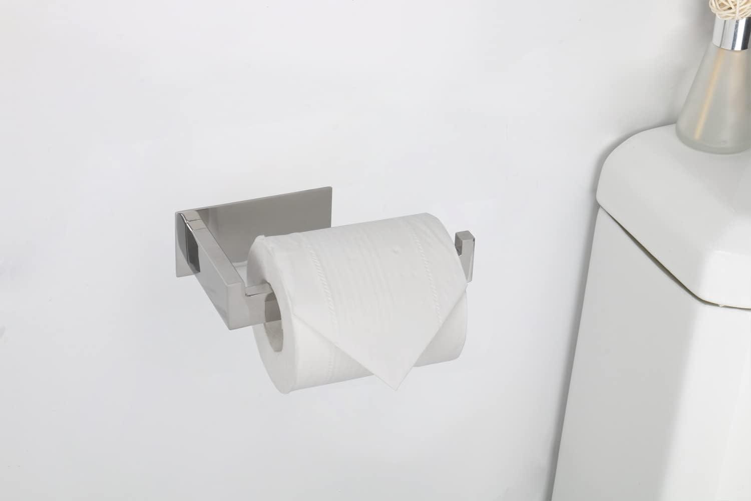 Polished Chrome Stainless Steel Adhesive Toilet Paper Holder