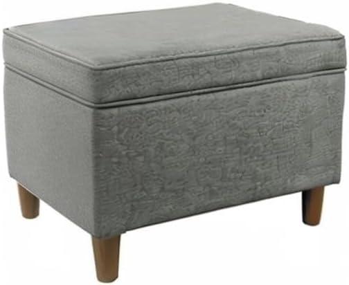 Gray 24" Square Storage Ottoman with Walnut Legs