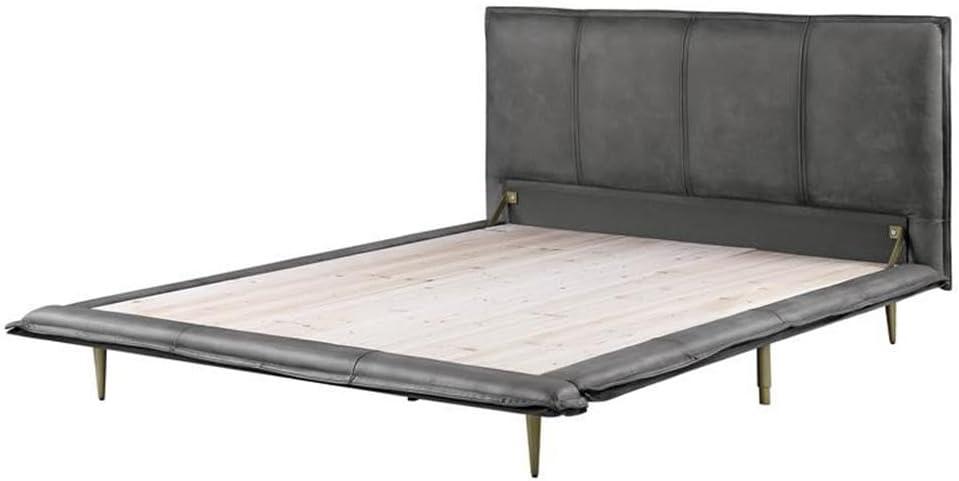 Helios Leather Upholstered Platform Bed