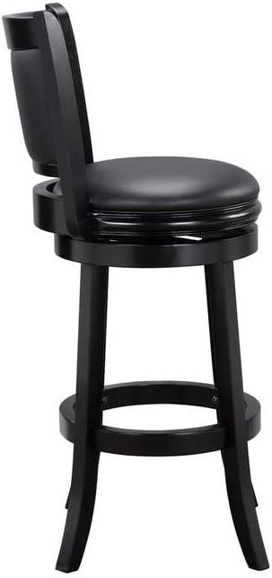 Augusta 29" Black Faux Leather Swivel Wood Bar Stool