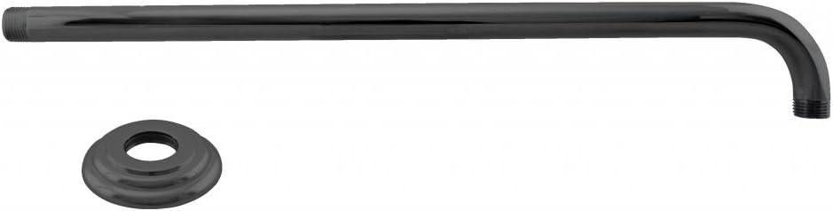 Westbrass COSHR1203-62 12" Round Thin Rainfall Shower Head with 1/2" IPS x 19" IPS Wall Mount 90-Degree Arm and Flange