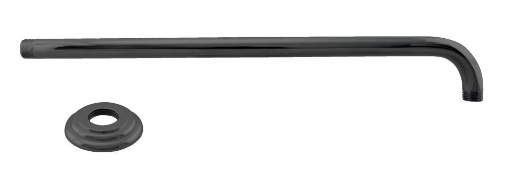 Westbrass COSHR1203-62 12" Round Thin Rainfall Shower Head with 1/2" IPS x 19" IPS Wall Mount 90-Degree Arm and Flange