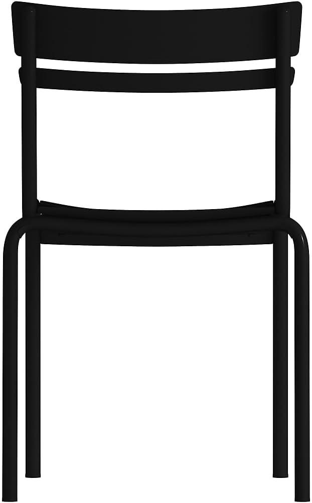 Flash Furniture Nash Commercial Grade Steel Stack Chair, Indoor-Outdoor Armless Chair with 2 Slat Back, Set of 4