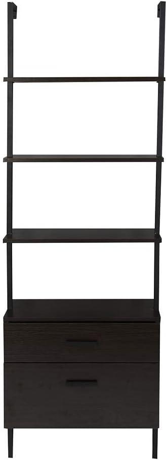 73" Wood Ladder Bookshelf with Storage - Nathan James