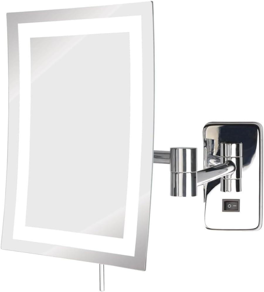 Jerdon Rectangular Wall Mount Lighted Makeup Mirror, 5X, Chrome Finish, Direct Wire-Model JRT710CLD