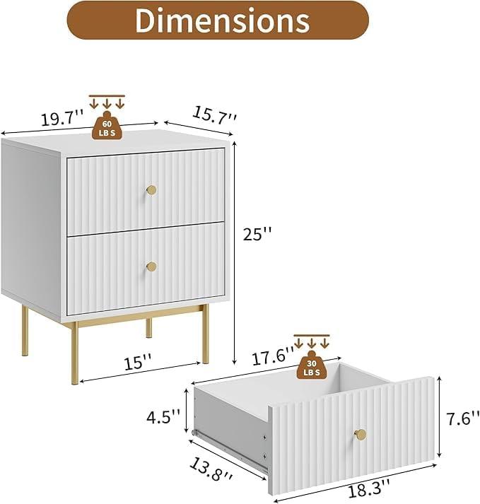 Nightstand With 2 Drawers (Set of 2)