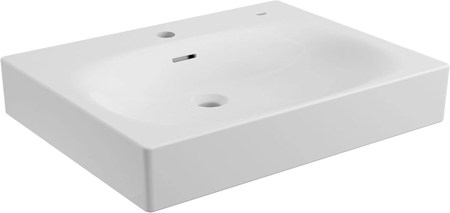 Eurocube® Alpine White Rectangular Wall Mount Bathroom Sink with Overflow