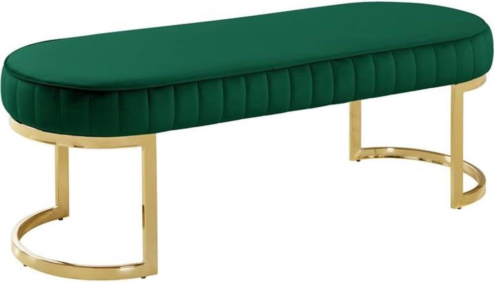 Meridian Furniture Lemar Contemporary Velvet Bench in Green