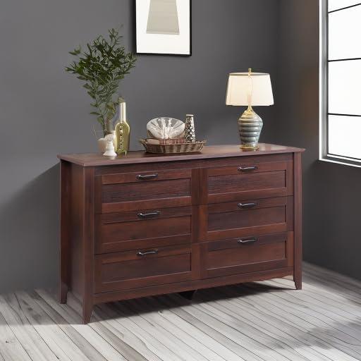 Brown Double Wood Dresser with Metal Handles