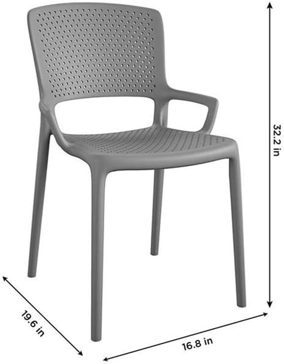 COSCO Outdoor/Indoor Stacking Resin Chair with Square Back and Arms