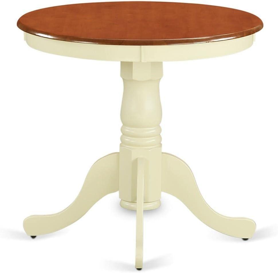 Eden 30" Round Buttermilk & Cherry Rubber Wood Dining Table