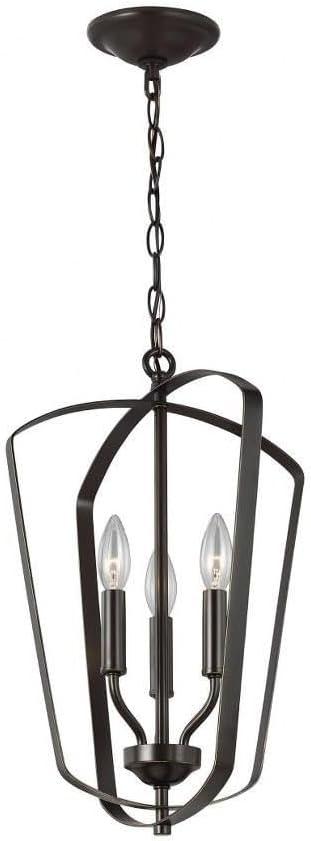 Romee Bronze 3-Light Classic Lantern Pendant with Glass Accents