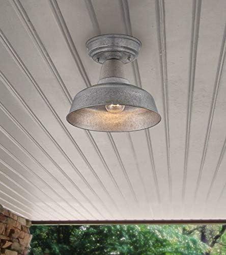 John Timberland Urban Barn Rustic Industrial Farmhouse Semi Flush Mount Outdoor Ceiling Light Galvanized Metal 8 3/4" for Post Exterior Barn Deck Yard