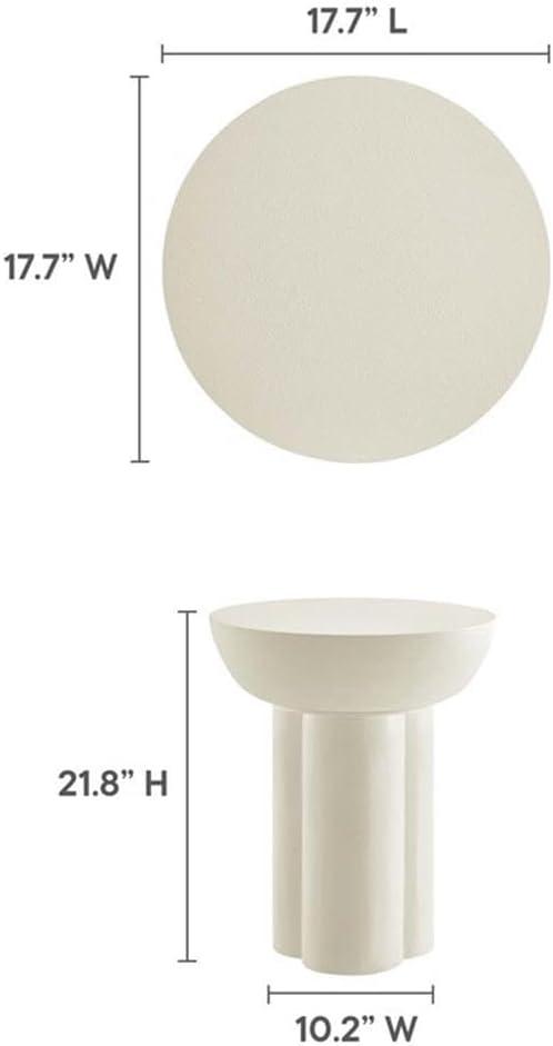 Caspian Round Concrete Side Table in White