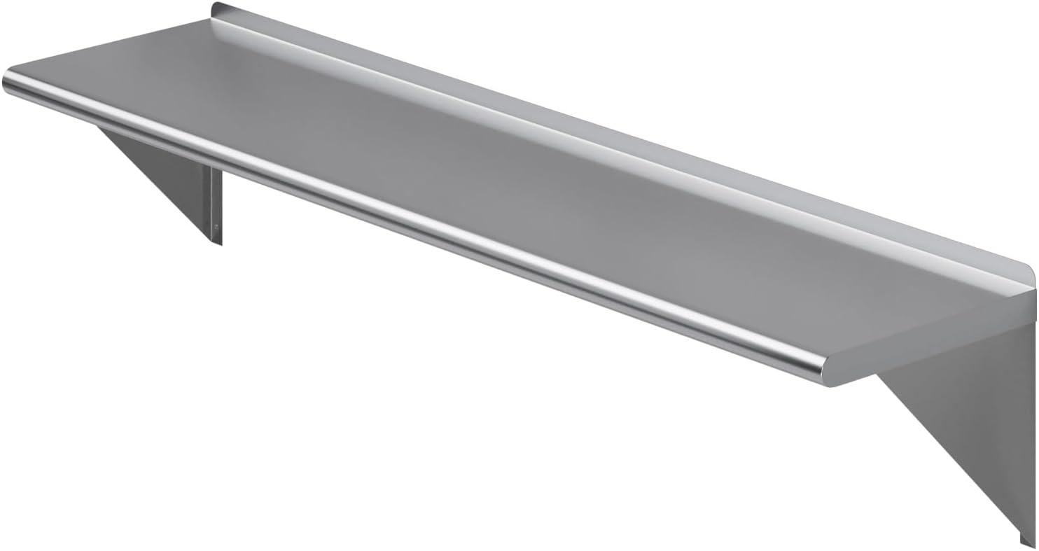 60" Stainless Steel Wall Shelf with Brackets