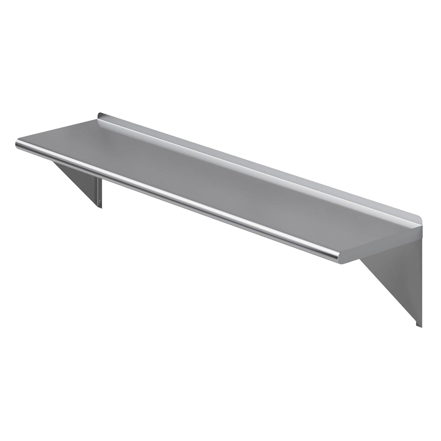 60" Stainless Steel Wall Shelf with Brackets