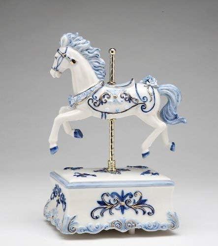 Kevins Gift Shoppe Ceramic Blue Carousel Horse Music Box